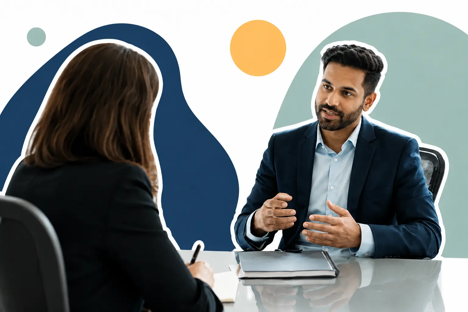Career adviser conducting a one-to-one interview coaching and screening conversation