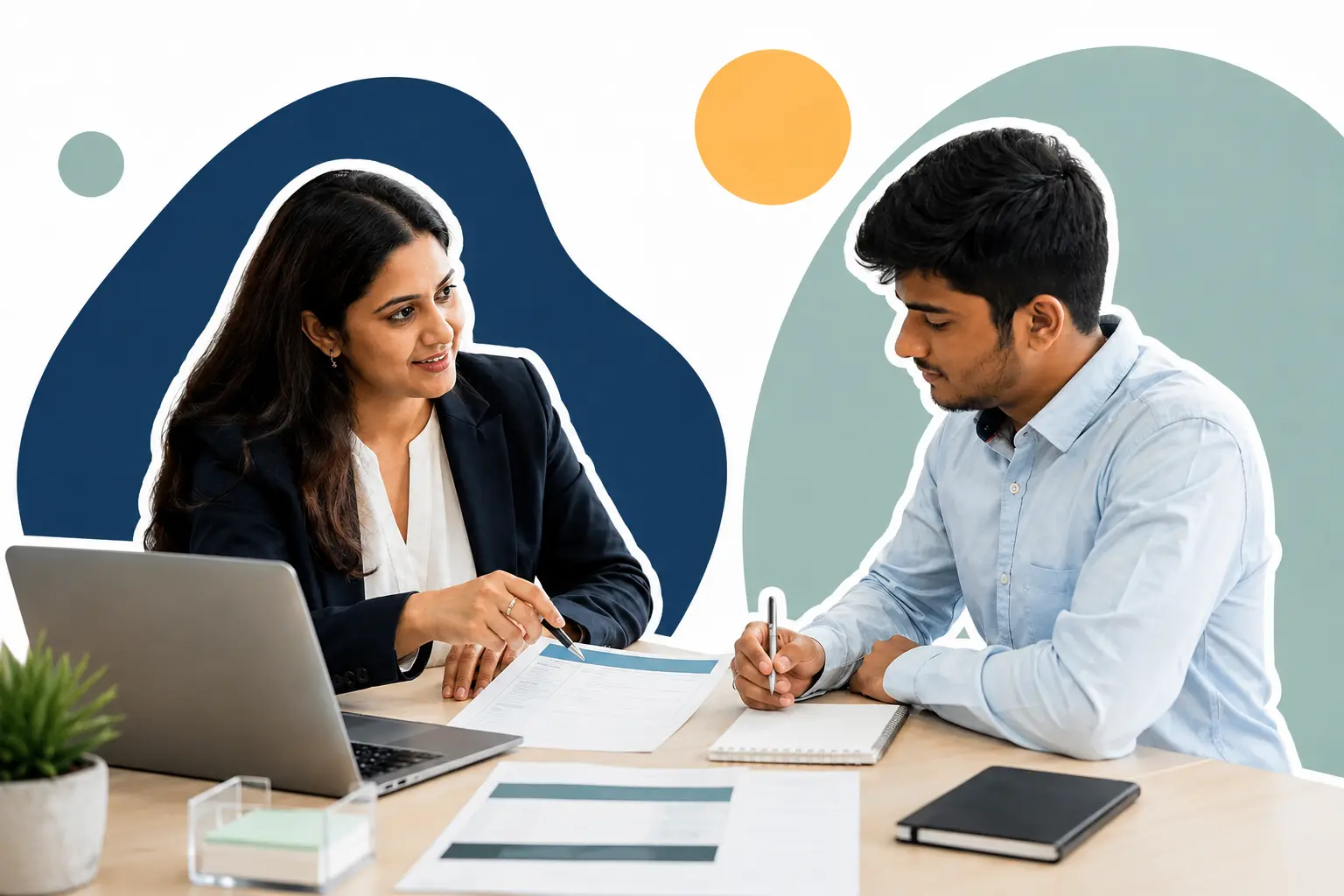 Career adviser reviewing a graduate resume with a client