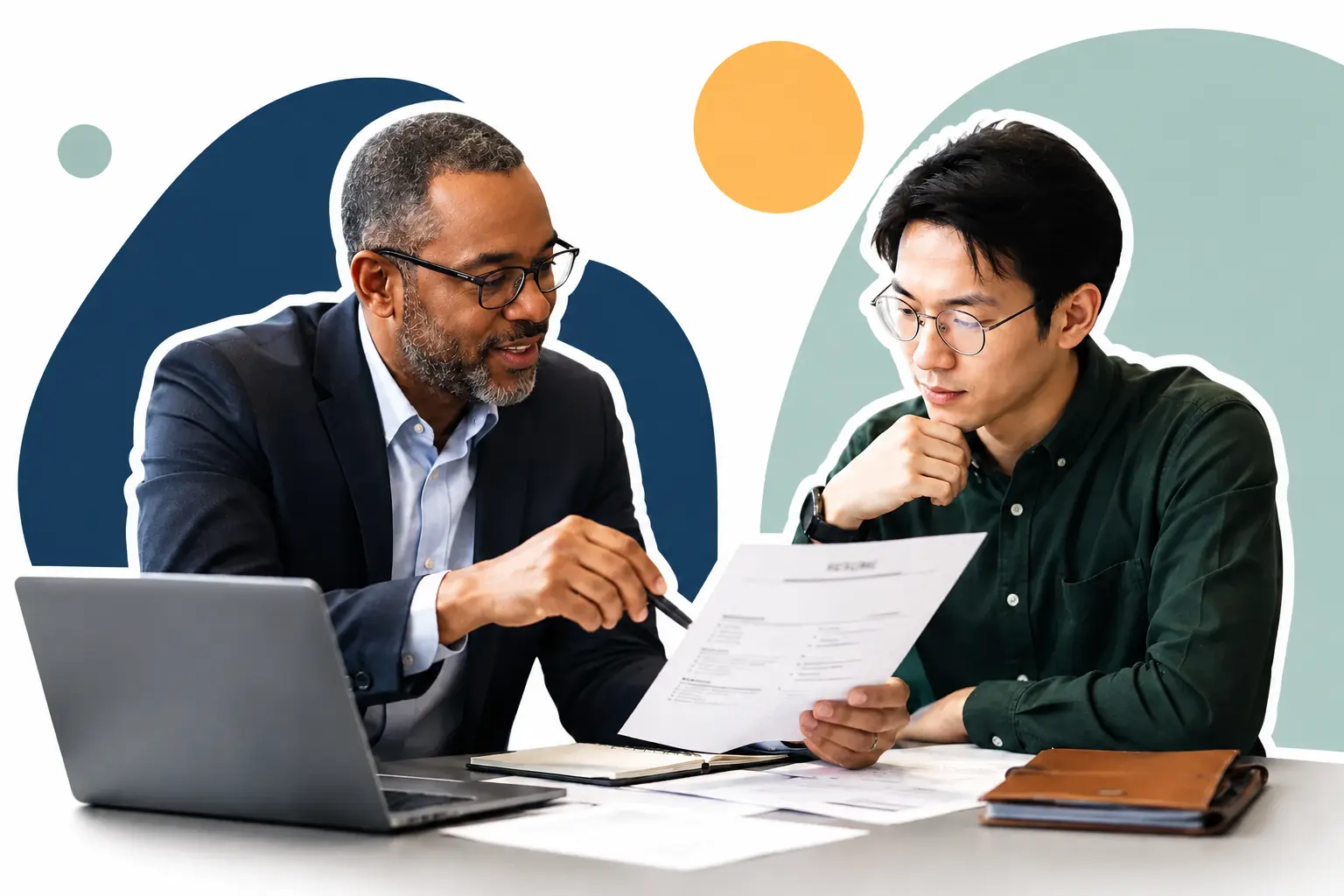 Resume adviser guiding a graduate through professional resume improvements