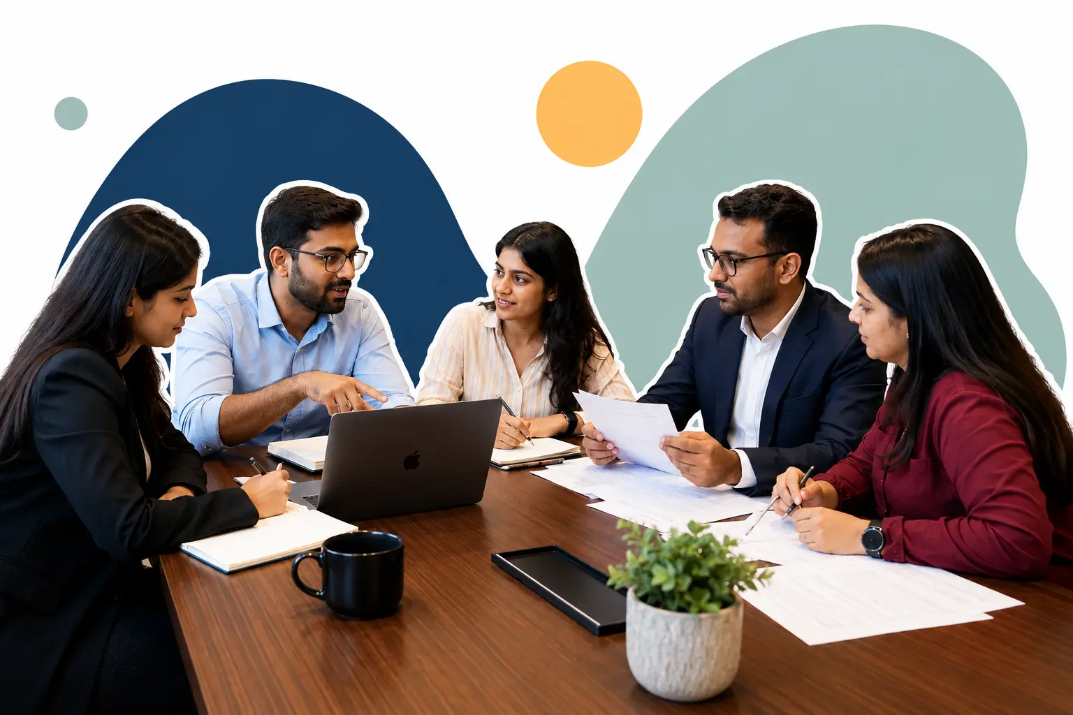 Career-support team collaborating around graduate application documents